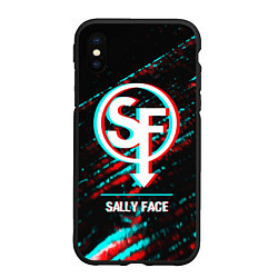 Чехол iPhone XS Max матовый Sally Face в стиле glitch и баги графики на темном