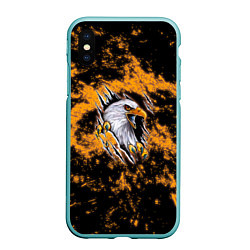 Чехол iPhone XS Max матовый Орел в огне, цвет: 3D-мятный