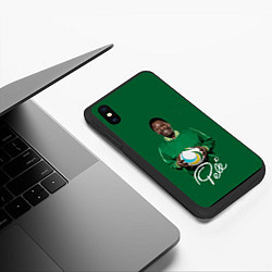 Чехол iPhone XS Max матовый Пеле PELE легенда футбола, цвет: 3D-черный — фото 2