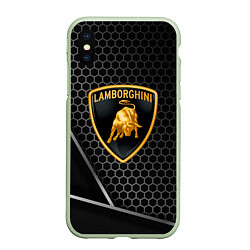 Чехол iPhone XS Max матовый Lamborghini Соты карбон