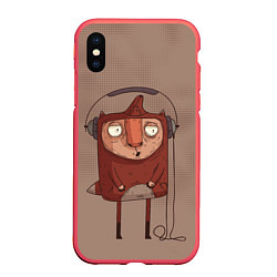 Чехол iPhone XS Max матовый Чувачок в костюме лисы, цвет: 3D-красный