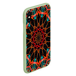 Чехол iPhone XS Max матовый Фрактальная мандала, цвет: 3D-салатовый — фото 2