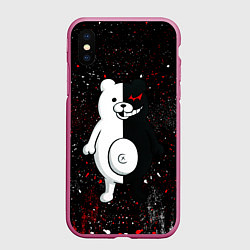 Чехол iPhone XS Max матовый Monokuma paint, цвет: 3D-малиновый