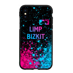 Чехол iPhone XS Max матовый Limp Bizkit - neon gradient: символ сверху