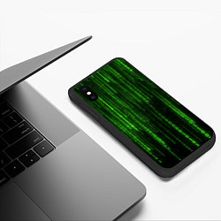 Чехол iPhone XS Max матовый Двоичный код зеленый, цвет: 3D-черный — фото 2