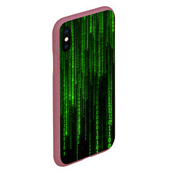Чехол iPhone XS Max матовый Двоичный код зеленый, цвет: 3D-малиновый — фото 2