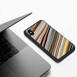 Чехол iPhone XS Max матовый Colored wavy lines, цвет: 3D-черный — фото 2