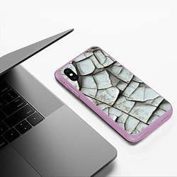 Чехол iPhone XS Max матовый Старая растрескавшаяся краска, цвет: 3D-сиреневый — фото 2