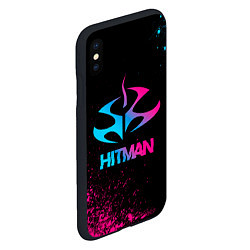 Чехол iPhone XS Max матовый Hitman - neon gradient, цвет: 3D-черный — фото 2