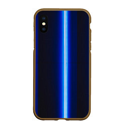 Чехол iPhone XS Max матовый Неоновое синее свечение, цвет: 3D-коричневый