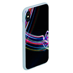 Чехол iPhone XS Max матовый Неоновые линии во тьме, цвет: 3D-голубой — фото 2