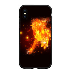 Чехол iPhone XS Max матовый Огненная лошадь мчит галопом, цвет: 3D-черный