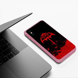 Чехол iPhone XS Max матовый Bring Me the Horizon красный фонтик, цвет: 3D-малиновый — фото 2