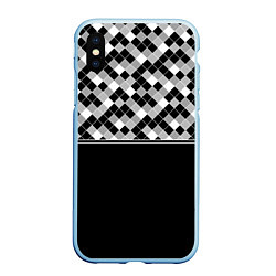 Чехол iPhone XS Max матовый Черно-белый геометрический узор, цвет: 3D-голубой