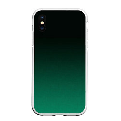 Чехол iPhone XS Max матовый Черный и бирюзово - зеленый, текстурированный под