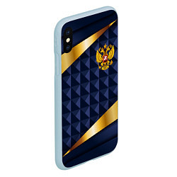 Чехол iPhone XS Max матовый Золотой герб России на объемном синим фоне, цвет: 3D-голубой — фото 2