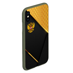 Чехол iPhone XS Max матовый Герб России на черном фоне с золотыми вставками, цвет: 3D-темно-зеленый — фото 2