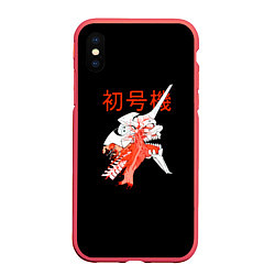 Чехол iPhone XS Max матовый Евангелион: EVA-01, цвет: 3D-красный