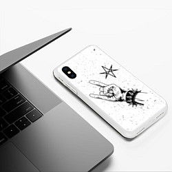 Чехол iPhone XS Max матовый Bring Me the Horizon и рок символ, цвет: 3D-белый — фото 2