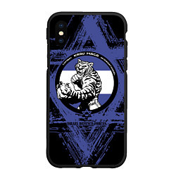 Чехол iPhone XS Max матовый Krav-maga tiger, цвет: 3D-черный
