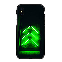 Чехол iPhone XS Max матовый Неоновые зелёные стрелки во тьме, цвет: 3D-черный
