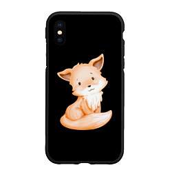 Чехол iPhone XS Max матовый Маленький Лисёнок На Чёрном Фоне, цвет: 3D-черный