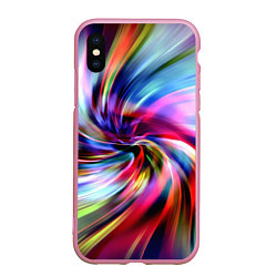 Чехол iPhone XS Max матовый Радужная спираль, цвет: 3D-розовый