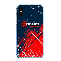Чехол iPhone XS Max матовый Gears of War - бела-красная текстура