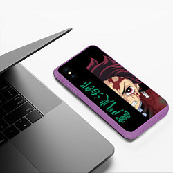 Чехол iPhone XS Max матовый Танджиро из Demon Slayer, цвет: 3D-фиолетовый — фото 2