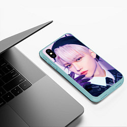 Чехол iPhone XS Max матовый Stray Kids 2nd World Tour Maniac Felix, цвет: 3D-мятный — фото 2