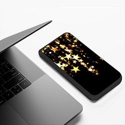 Чехол iPhone XS Max матовый Золотые праздничные звезды, цвет: 3D-черный — фото 2