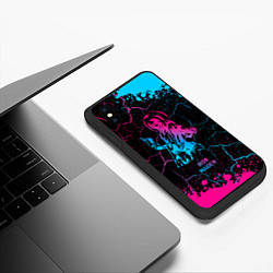 Чехол iPhone XS Max матовый Iron Maiden - neon gradient, цвет: 3D-черный — фото 2