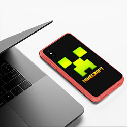 Чехол iPhone XS Max матовый Minecraft: neon logo, цвет: 3D-красный — фото 2