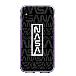 Чехол iPhone XS Max матовый Nasa паттерн, цвет: 3D-светло-сиреневый