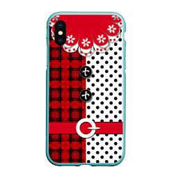 Чехол iPhone XS Max матовый Костюм новогодний Клоун фольклор красный с белым