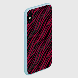 Чехол iPhone XS Max матовый Модный полосатый красно- черный узор Зебра, цвет: 3D-голубой — фото 2