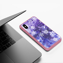 Чехол iPhone XS Max матовый Снежный космос, цвет: 3D-малиновый — фото 2