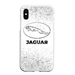 Чехол iPhone XS Max матовый Jaguar с потертостями на светлом фоне, цвет: 3D-белый