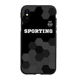 Чехол iPhone XS Max матовый Sporting sport на темном фоне: символ сверху