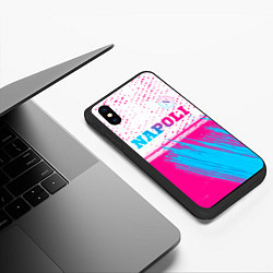 Чехол iPhone XS Max матовый Napoli neon gradient style: символ сверху, цвет: 3D-черный — фото 2