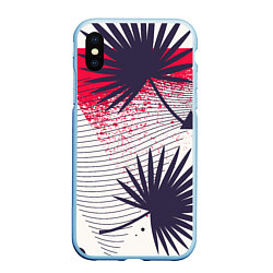 Чехол iPhone XS Max матовый Треугольники и пальмы, цвет: 3D-голубой