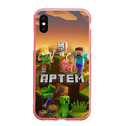 Чехол iPhone XS Max матовый Артем Minecraft, цвет: 3D-баблгам