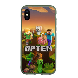 Чехол iPhone XS Max матовый Артем Minecraft, цвет: 3D-темно-зеленый