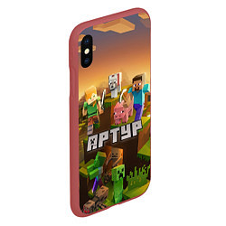 Чехол iPhone XS Max матовый Артур Minecraft, цвет: 3D-красный — фото 2