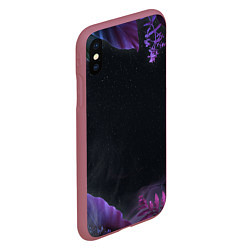 Чехол iPhone XS Max матовый Неоновые космические тропики, цвет: 3D-малиновый — фото 2