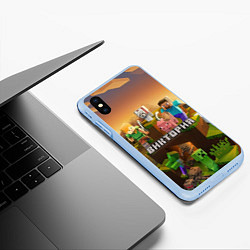 Чехол iPhone XS Max матовый Виктория Minecraft, цвет: 3D-голубой — фото 2
