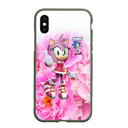 Чехол iPhone XS Max матовый Sonic - Amy Rose - Video game, цвет: 3D-темно-зеленый