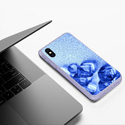 Чехол iPhone XS Max матовый Кубики льда и капли воды, цвет: 3D-светло-сиреневый — фото 2