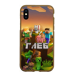 Чехол iPhone XS Max матовый Глеб Minecraft