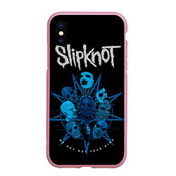 Чехол iPhone XS Max матовый Slipknot - pentagram, цвет: 3D-розовый